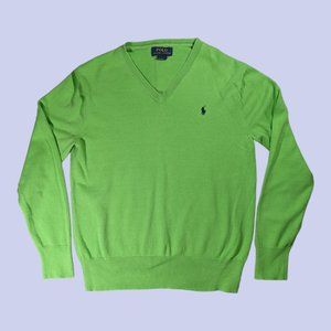 Polo Ralph Lauren | Women's Cotton V-Neck Sweater Lime Green XL